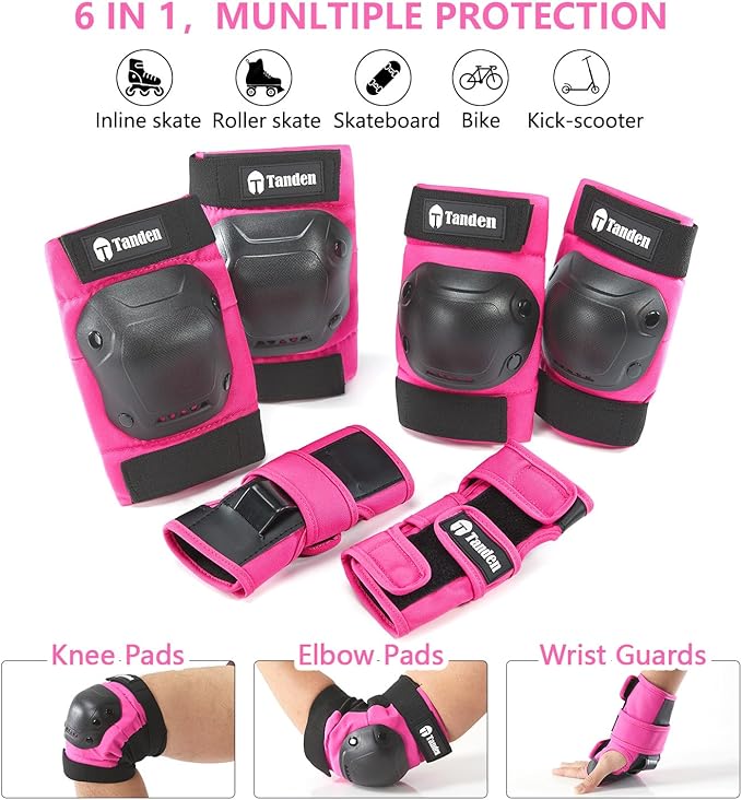 Skateboard Protective Gear Knee Pads and Elbow Pads Set, Elbow and Knee Pads for Roller Skating Wrist Guards Skateboarding Pads