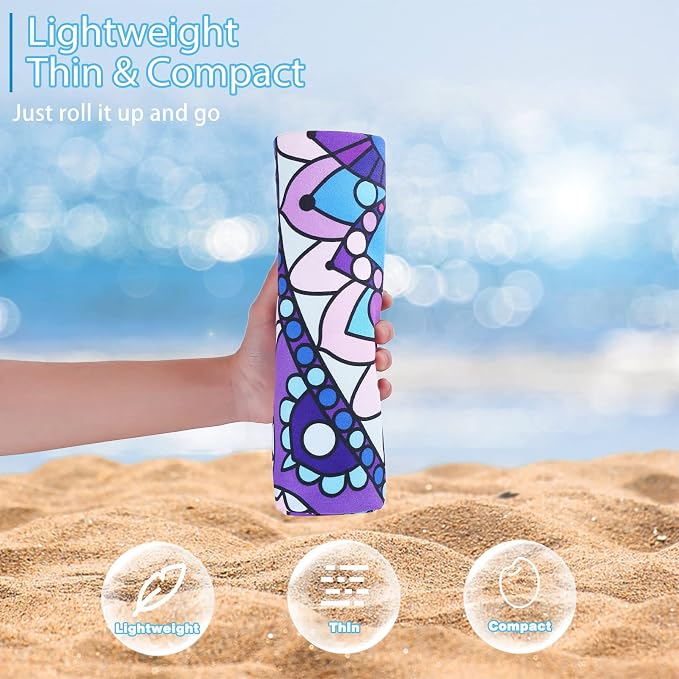TwoYek 4 Pack Microfiber Thin Beach Towel Lightweight 71x32 Extra Large Sand Free Soft Towels Quick Dry for Travel Pool Yoga Gym Sports Beach Accessories Vacation Essential Gift
