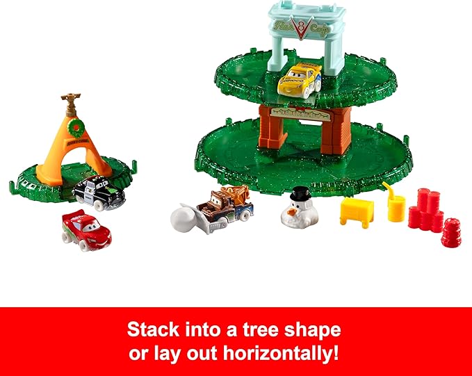 Mattel Disney and Pixar Cars Minis 2024 Advent Calendar with 24 Pieces, Surprises Include 4 Toy Mini Cars, Stackable Track & Storytelling Accessories