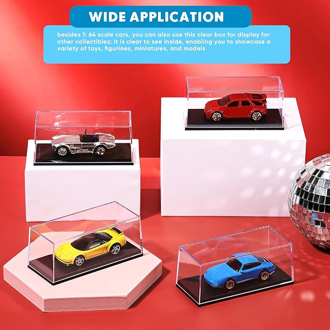 8 Pcs 1/64 Display Case Acrylic Model Cars Display Case 4.17 x 1.81 x 1.81 Inches Clear Plastic Vehicles Toy Cars Storage Collectors