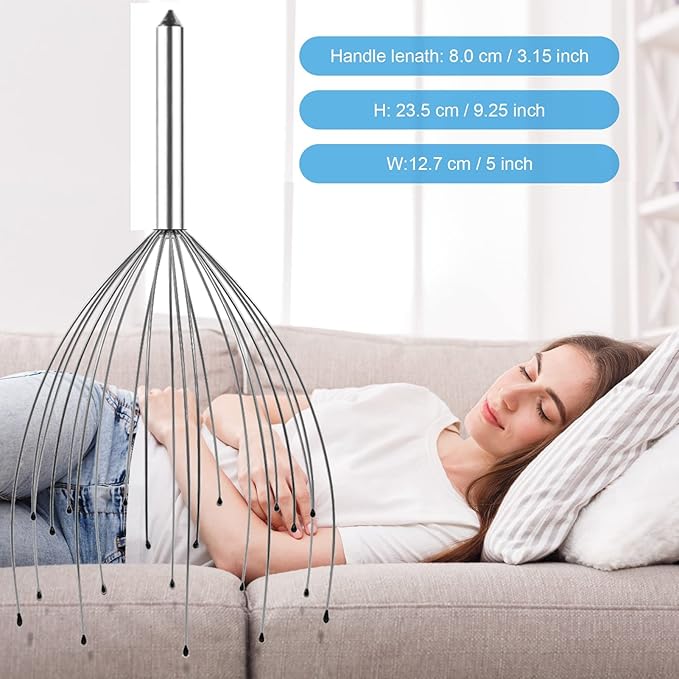Asqraqo Stocking Stuffers, 2 Pack Scalp Massagers, 20 Fingers Hand-held Massage Tingle, Head Massagers for Deep Relaxation, Stress Relief and Hair Stimulation Christmas Presents