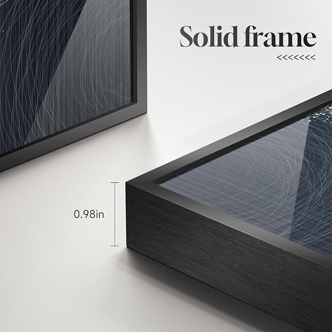 Large Framed Black Silver Modern Abstract Wall Art for Living Room, 3 Piece Elegant Luxury Art Prints Paintings Artwork for Walls, Glitter Pictures for Entryway Dining Room Bedroom Wall Decor 24x36 In