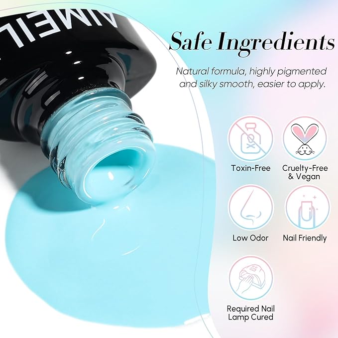 AIMEILI Pastel Gel Nail Polish Set 12pcs, Hema Free, Cruelty Free, Vegan, Soak Off U V LED Nail Art Manicure Salon DIY for Women - Kit 37