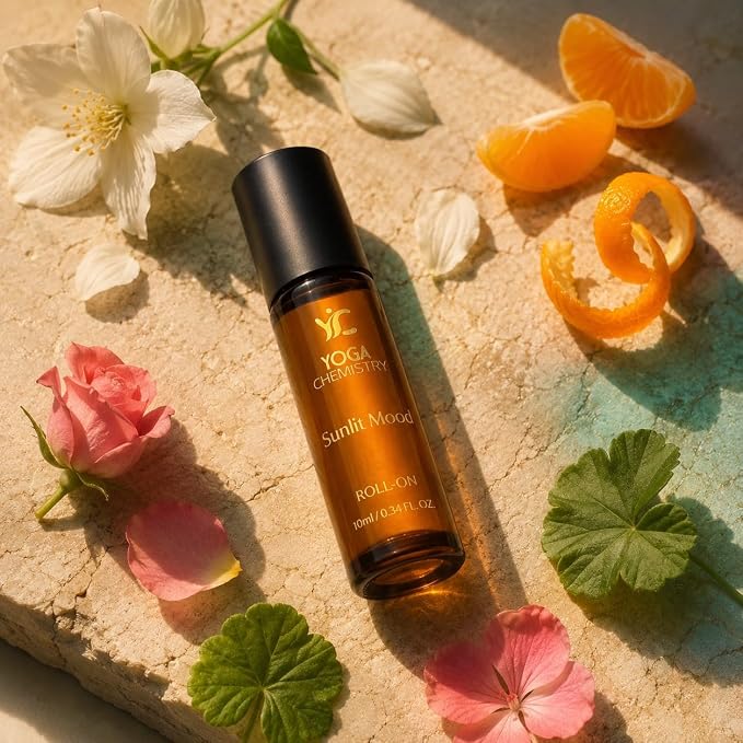 Sunlit Mood Essential Oil Roll On | Joy & Warmth Mood Ritual | Pre-Diluted Aromatherapy Pulse Point Roll On | 100% Pure Essential Oils | Citrus Floral Blend | 10 ml / 0.34 fl oz