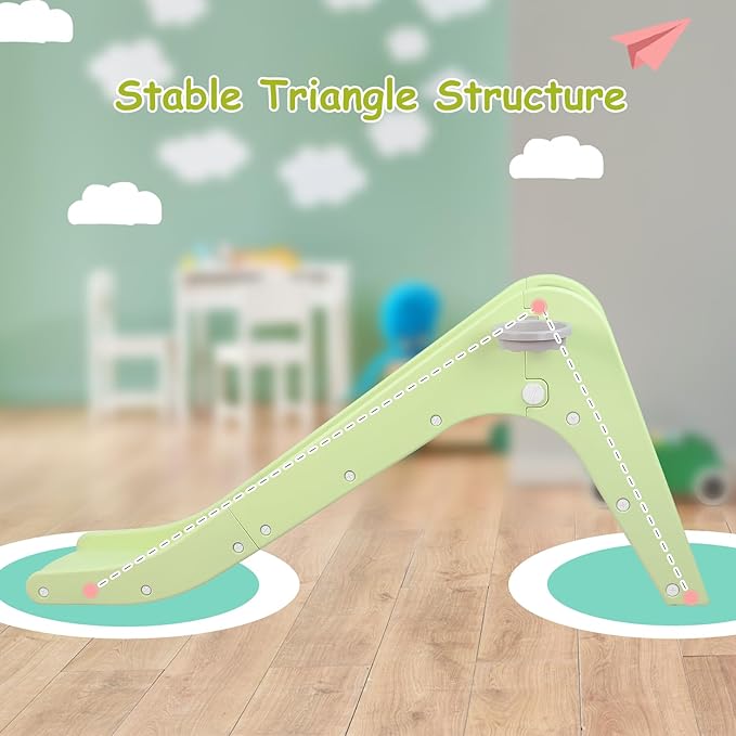 Arlopu Freestanding Kids Slide, Toddler Slide Climber with Basketball Hoop & Ball, Baby Playset w/Long Slope, for Boys and Girls Birthday, Sturdy Playground Toy for Indoor Outdoor Age 3+ (Light Green)