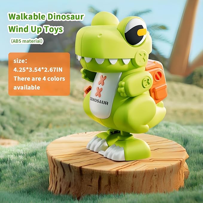 4 Pcs Toddler Dinosaur Toys for Kids 3-5,Dinosaur Toys for Ages 5-7,Walkable Dinosaur Wind Up Toys for Toddlers 3 4 5 6 7 8,Mini Dinosaur Figures Keychains Cute,Boys and Girls Easter Basket Stuffer
