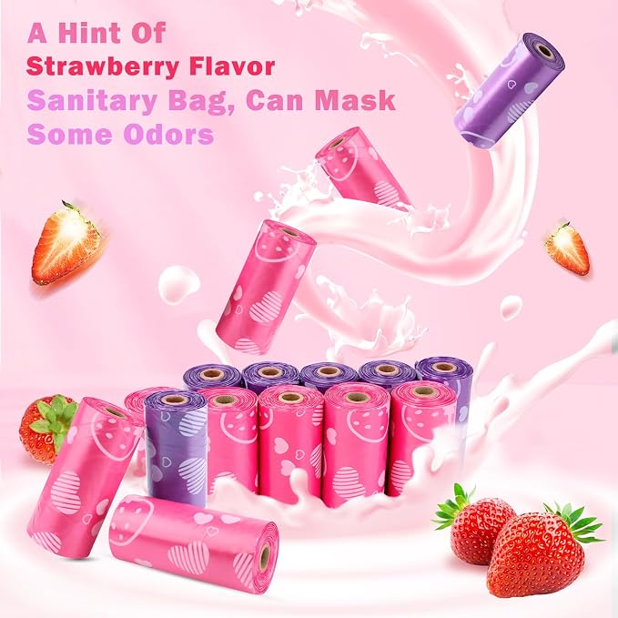 150Pcs Sanitary Napkin Disposal Bags, Luxiv Pink Disposable Sanitary Bag Personal Care Disposal for Tampons Trash Bag, Disposable Mini Bags for Women Privacy Handling Bag Diaper Sack (Pink+Purple)