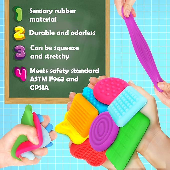 Shape Learning Sensory Toys for Toddlers - Textured Sensory Toys for Autistic Children, Pull and Stretch Tactile Toy, Calming Autism Toy for Boys and Girls Preschool Kids (8Pack)