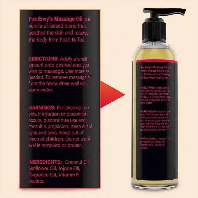Body Massage Oil: Massage Oil for Massage Therapy, Premium Massaging Oil-Lush Vanilla Scent with Jojoba & Coconut, Therapeutic Oil 1Bottle, 8 fl oz