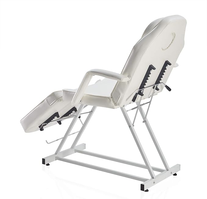 BELLEZE Adjustable Tattoo Table Chair Salon Bed Eyelash Microblading Esthetician Equipment for Professional Massage Facial Lash Beauty Treatment Spa - White