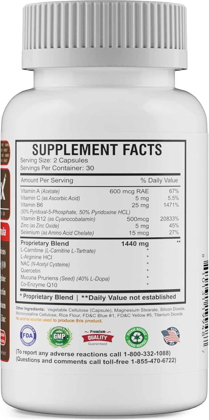 Motility Max – Supports Sperm Motility & Reproductive Health Promotes Healthy Blood Flow, Libido & Testosterone Levels Antioxidant Formula with L-Arginine, L-Carnitine & Essential Nutrients 60 Capsule