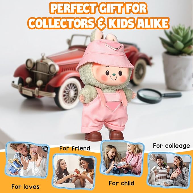 AICase for 17cm Doll Clothes/Outfit,Clothes Set for 17cm Doll,2 Piece Set Hat Clothing,Boys and Girls Stylish Adorable Dolls Clothes Accessories_Pink