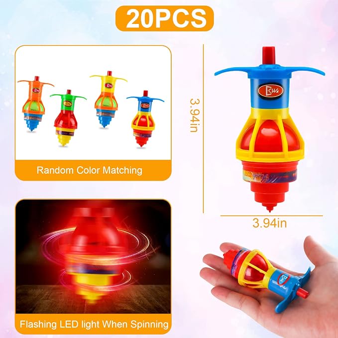 20PCS Starhig Light Up Spinning Tops, LED Light Up Flashing Spinning Tops，Gyroscope Novelty Bulk Toys Party Favors