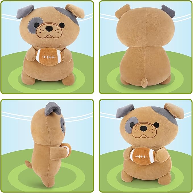 Achwishap French Bulldog Stuffed Animal,French Bulldog Plush with Rugby,14” Puppy Plush Toys,Cute Plushies Kawaii Plushie Soft Huggging Pillow,Cuddly Animal Body Pillow for Kids Adults(Brown)