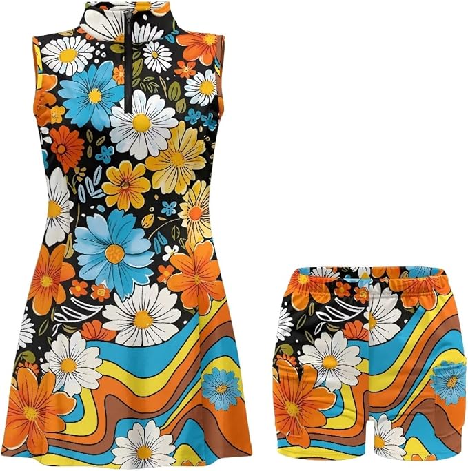 Golf Dress Tennis Dresses for Women with Built in Shorts and Pockets Sleeveless Athletic Dress Workout Dress