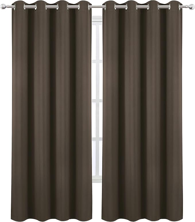 LEMOMO Blackout Curtains 66 x 95 inch/Chocolate Brown Curtains Set of 2 Panels/Thermal Insulated Room Darkening Bedroom Curtains