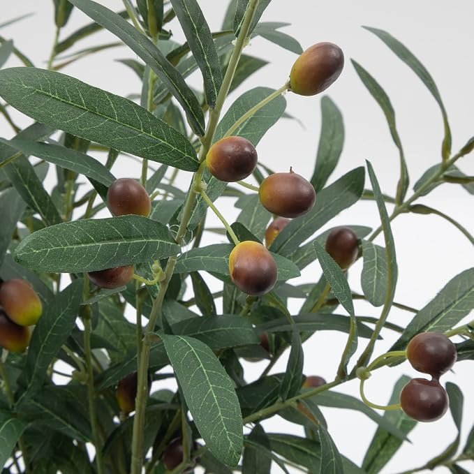 SHACOS 6 PCS Fake Olive Branches for Vases 39" Tall Long Greenery Stems Faux Olive Tree Branches Artificial Olive Leaf Stems with Olive Fruits Fake Plant for Home Wedding Greenery Decor