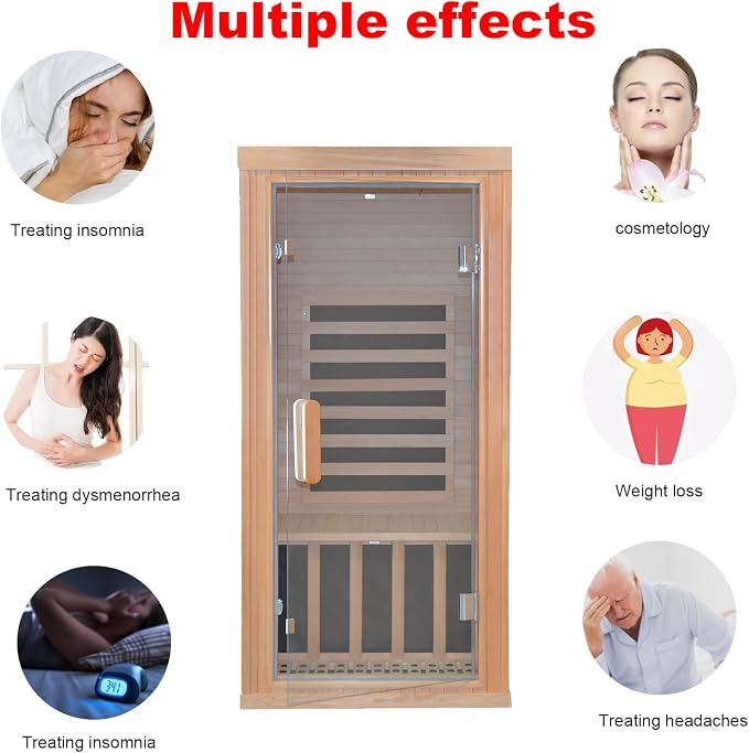 Dynamic Home Infrared Sauna Room 1 to 2 Person Wooden Canadian Hemlock 1260W Graphene Carbon Plate Heater Indoor Saunas