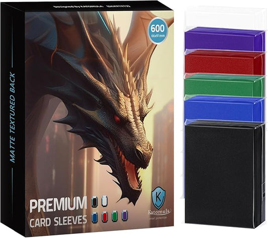 600CT MTG Card Sleeves, Katomula Clear Front Textured Back Card Sleeve Deck Card Protectors, Standard Size Card Sleeves for MTG, Baseball Card, Sports Cards, Game Card