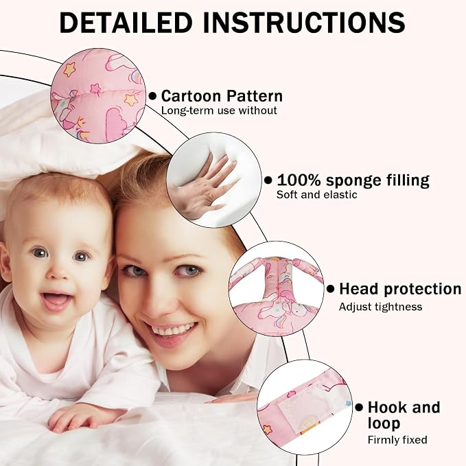 Baby Head Protector Baby Helmet for Crawling Walking, No Bumps Safety Head Adjustable Protective Cap for Walking, Playing (Unicorn)