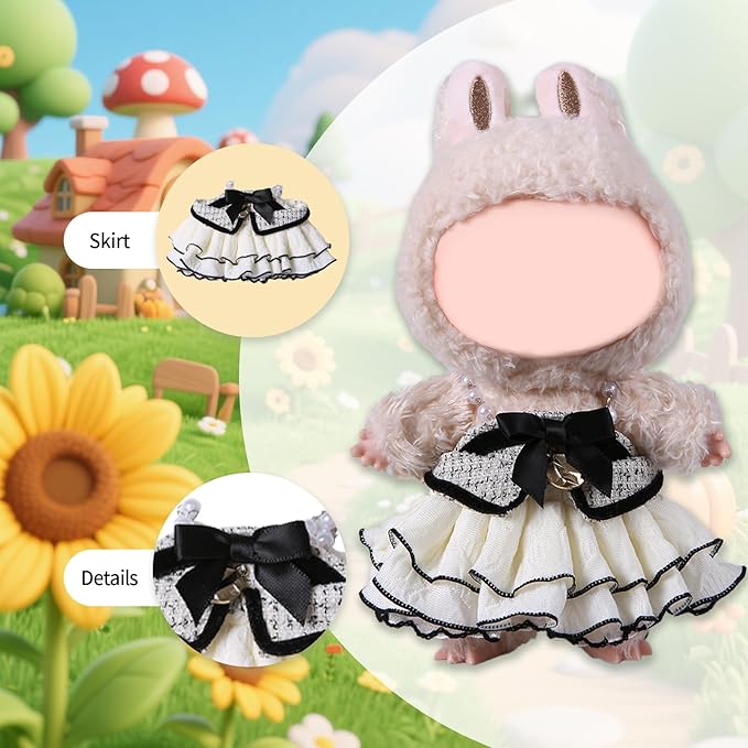 Coolcandy 17cm Doll Clothes, Fashionable Dolls Outfit with Accessories Suit, Stylish Adorable Dolls Clothes Set, Soft Fabric, Detailed Stitching(Doll Not Included)