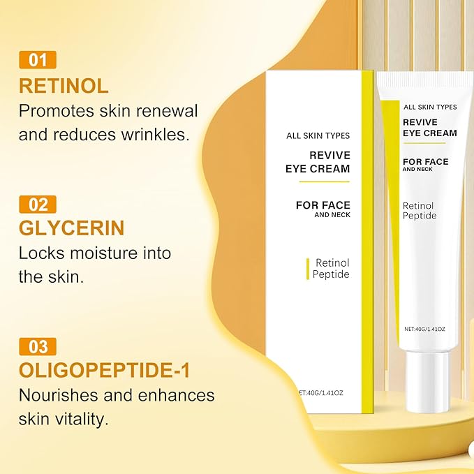 2PCS Revive Eye Cream,Revive Eye Cream with Retinol Peptide,Reduces Wrinkles Firming & Hydrating EyeCream for All Skin Types
