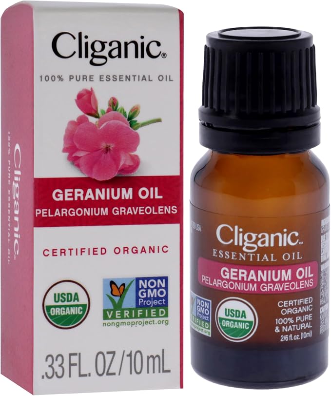 Cliganic Organic Geranium Essential Oil, 100% Pure Natural for Aromatherapy | Non-GMO Verified