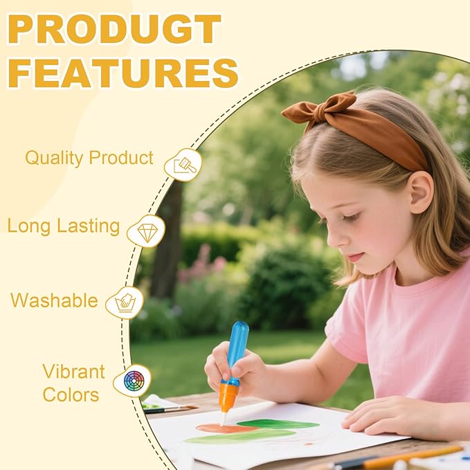 Color-Changing Magic Brush Kids Painting Set, Mess-Free Creative Art Activity for Home & Classroom, Gift for Toddlers Ages 3,4,5,6,7,8,9 (Suit)