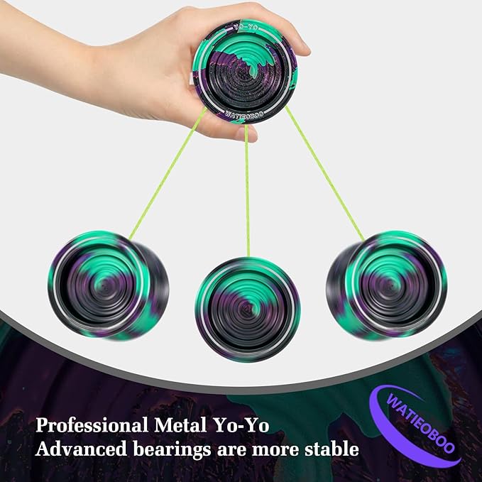 WATIEOBOO Unresponsive Metal Yoyo Professional, Replacement Responsive Ball Bearing Yoyo for Beginners, Professional Trick Yo yo for Adults with Bag, Glove and 10 Yo-yo Strings