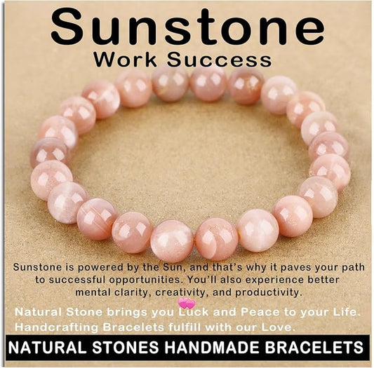 AD Beads Handmade Gemstone Stretch Elastic Bracelet Crystal Healing Reiki Nature's Beauty and Spiritual Essence Unisex