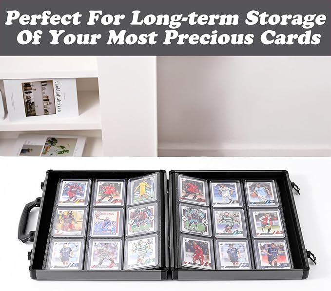 Azamou Toploader Binder for Trading Cards, Hard Cases, Holds 216 Toploaders, 9 Pocket Sleeves for 3" x 4" Cards (Gray 216-Toploaders)