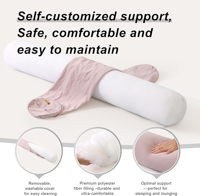 Body Pillow for Adults,Long Round Pillow,Big Cylindrical Pillow,Large Full Bolster Pillows for Side Sleepers (Purple, 59"*7.87")