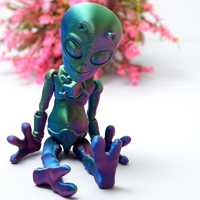 3D Printed Alien Model,Flexible Realistic Articulated Animal Fidget Toys,Mystery Figurines Gifts for Easter,Executive Desk Funny Décor and Festival Collectible,Easter Basket Stuffers (RGB)