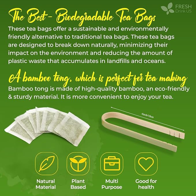 FreshDrinkUS, Premium 75 Fennel Seed Tea Bags – 100% Natural & Pure, Handmade Herbal Tea, Eco-Friendly, Fresh Aroma, Made with Natural Material Tea Bags. No Sugar, No Caffeine, No Gluten, Vegan.