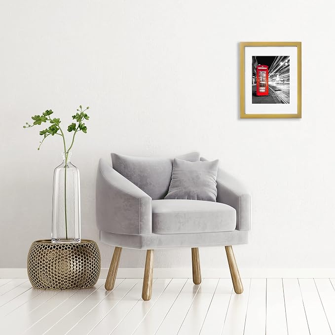 Americanflat 11x14 Picture Frame with Polished Crystal-Clear Glass - Use as 8x10 Frame with Mat or Display 11x14 Photo Without Mat - Signature Collection - Picture Frames for Wall Display - Gold | Hangs vertical or horizontal, sawtooth hangers included...