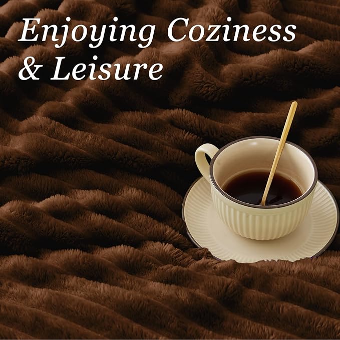BEDELITE Ribbed Twin Blanket for Couch & Bed, Chocolate Brown, 60"x80" | Ultra-Soft Plush Fleece, Cozy, Warm Yet Lightweight, Ribbed Texture, Home Decor, Machine Washable, Giftable, All-Season Use