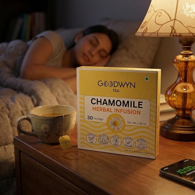 Goodwyn Chamomile Herbal Tea, 30 Tea Bags | 100% Pure Chamomile Flowers | Caffeine Free | Plastic Free Bags | Soothing Floral Infusion