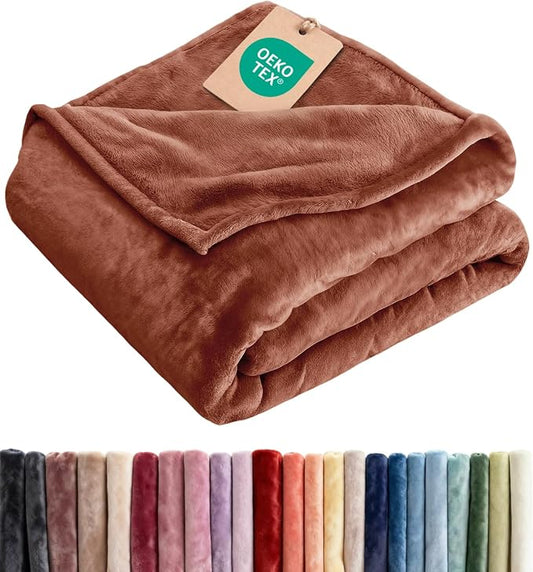Fleece Blanket Twin Size - Ultra-Soft Flannel Fleece Blanket - Mocha Mousse | Soft, Warm, Outdoor Picnic Blanket for Camping, Travel, Lightweight, Cozy, Anti-Static, Home Decor Gifts for Men & Women