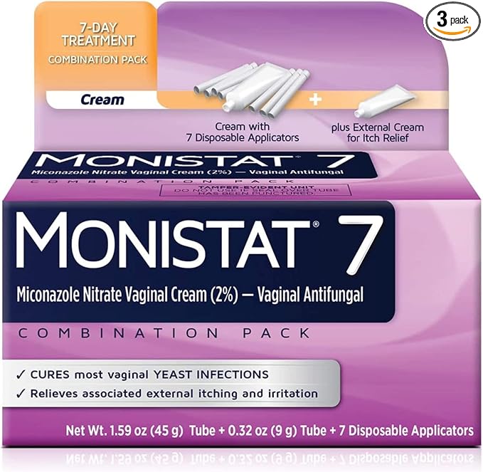 Monistat 7 Simple Feminine Cream with RX Strength, 7 Day Medicated Cream, Pack of 3