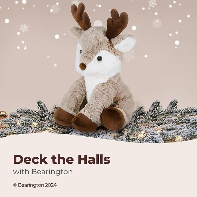Bearington Reiny Plush Reindeer Stuffed Animal, 11.5 Inch Stuffed Reindeer Plush Toy, Ideal Christmas Stuffed Reindeer Gift for Toddlers, Kids & Teens, for Ages 3-14