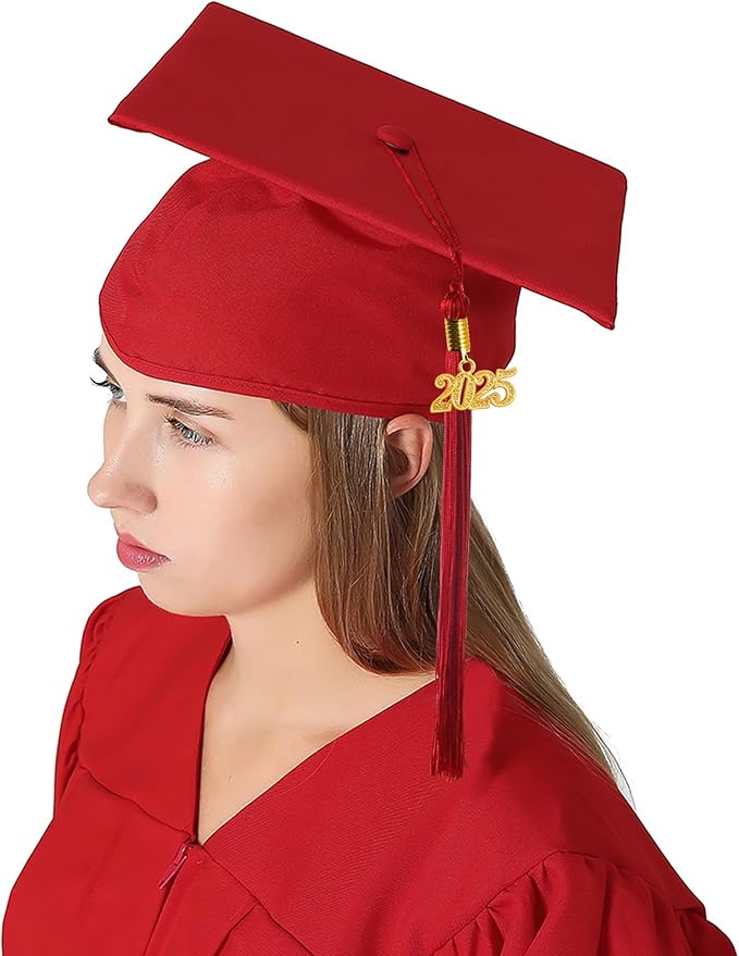 GraduationMall Matte Graduation Gown Cap Tassel Set 2025 for High School and Bachelor