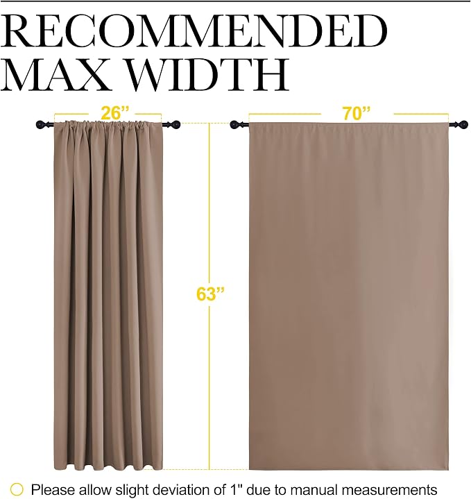NICETOWN Kids Blackout Curtain Panels - Window Treatment Thermal Insulated Solid Rod Pocket Blackout Drapes for Bedroom (Cappuccino, Set of 2, 70 by 63 Inch)