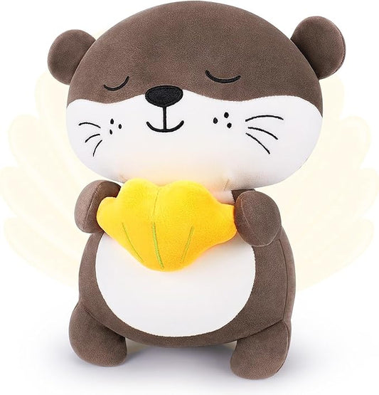Achwishap Otter Stuffed Animal,Soft Otter Plush-14” Kawaii Birthday Gifts for Kids,Cute Plushies Animal Plush Toys Cuddle Pillow for Girls Boys Adults,Yellow Shell Plushies,Brown