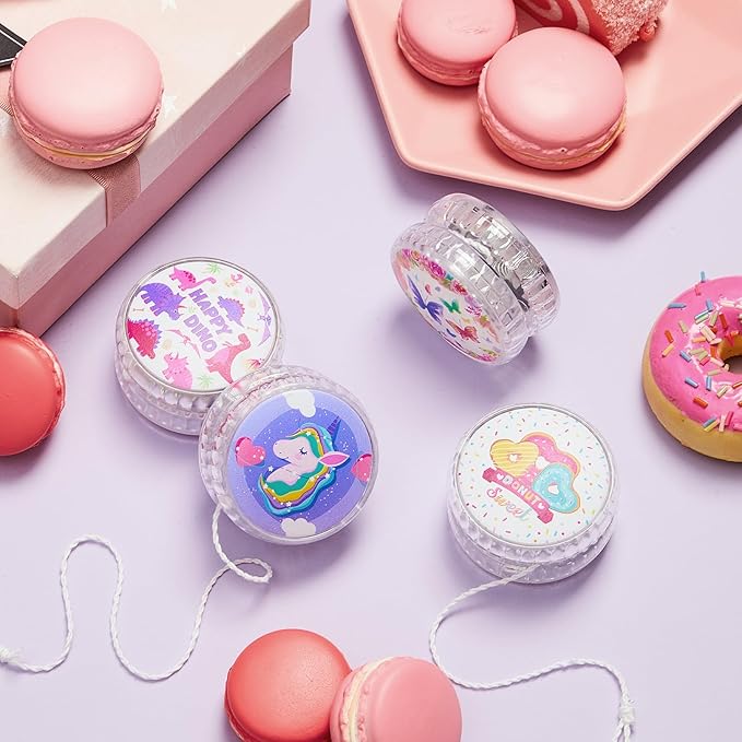Lewtemi 4 Pack YoYo for Kids LED Light up YoYo Unicorn Donut Butterfly Dinosaur Beginner Responsive Ball Toys Gift for Girls Ages 6-12 Unicorn Donut Butterfly Dinosaur Pink Party Favors