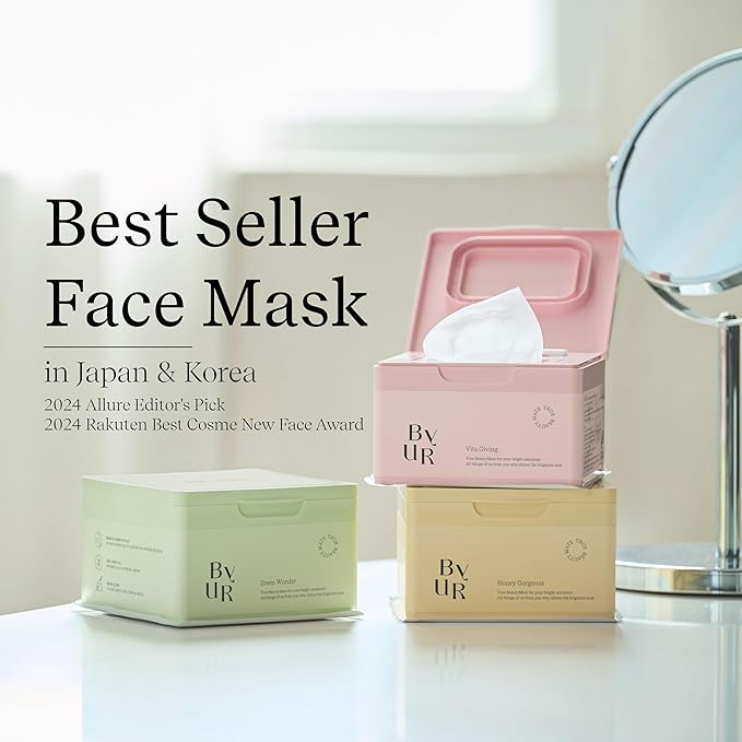 ByUR Vita Giving Daily Aqua Serum Mask (30 Count) Hydrating Moisturizing Face Mask, Dark Spot & Hyperpigmentation Treatment, Brightening Dull Dry Skintone, Pore Tightening, Vegan K-Beauty Skincare