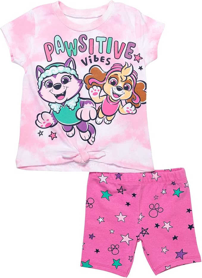 Paw Patrol Skye Everest Girls T-Shirt and Bike Shorts Outfit Set Toddler to Big Kid