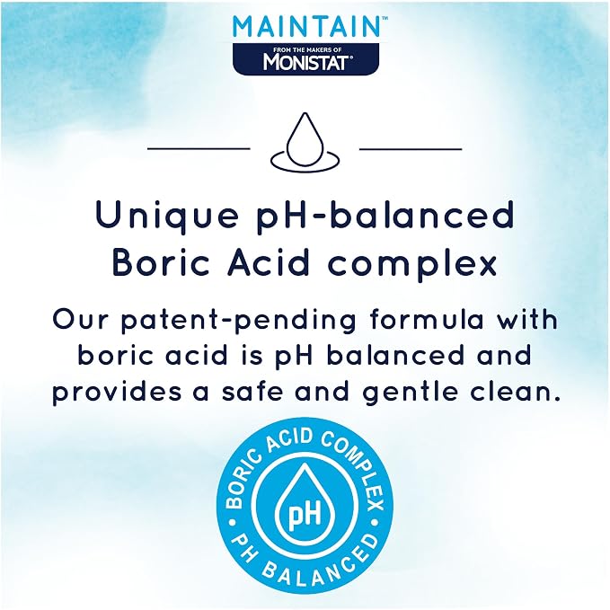 Monistat Boric Acid Feminine Wash, Fragrance-Free Intimate Wash for Women with Gentle pH-Balanced Formula, 10 Fl Oz