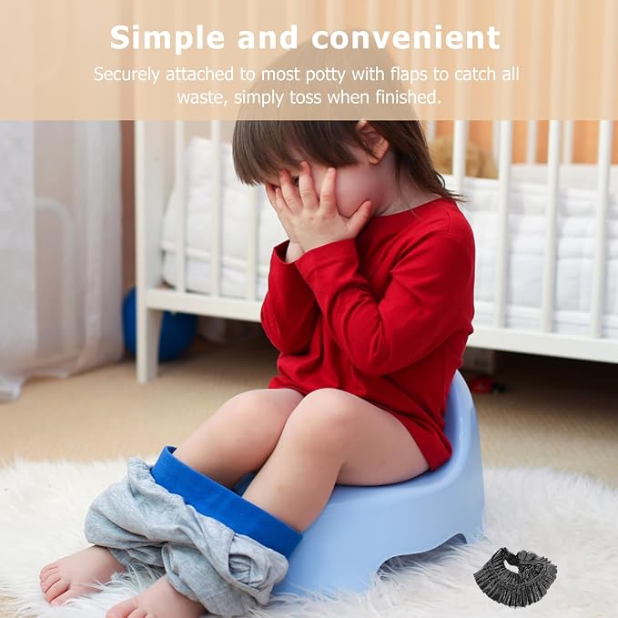 Elastic Potty Liners 100 Pack Disposable Baby Toilet Trash Bags for Travel Portable Plastic Potty Chair Liners Bathroom Training