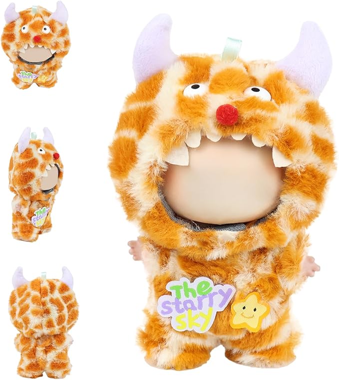 Clothes for labubu Doll 17cm Accessories Suit Cute Clothes for Doll Dress up Monster Style Outfits（Orange