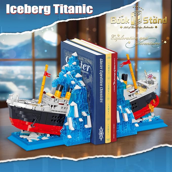 Iceberg Titanic Building Blocks Sets，Creative Bookshelf Toy Building Set，Ideal Gift for Reading Enthusiasts（1202PCS）-Toys Gifts for Adult